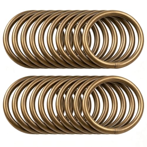 BIKICOCO 1-1/4'' Metal O-Ring Buckle Connector Round Loops Non Welded for Bags Webbing Purse and Belt Straps - color: Bronze X 20 Pcs