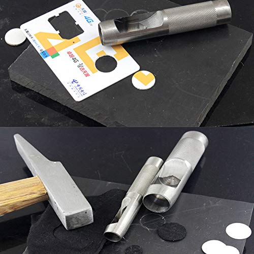 Leathe Punch Set Heavy Duty Round Hole Punch Set Leather Hole Tool,for Leather, Canvas (Silver, 12-pcs) - size: 12-pcs