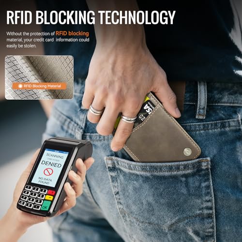 Slim Wallet for Men RFID Blocking Credit Card Holder Bifold Front Pocket Mini Wallet with 8 Card Slots and 2 Cash Pockets, Minimalist PU Leather Small Travel Purse Compact Gift for Him, Brown - color: Brown