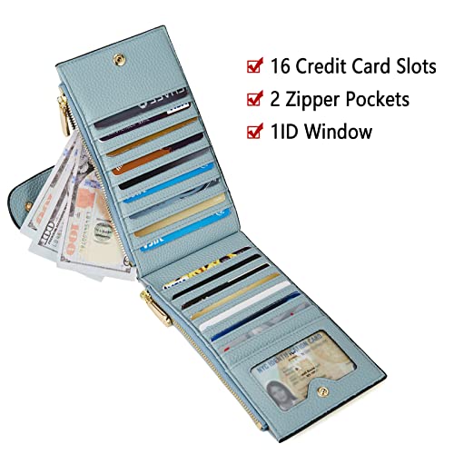 BOSTANTEN Leather Womens Wallet Large RFID Blocking Slim Card Holder - color: 2-Blue