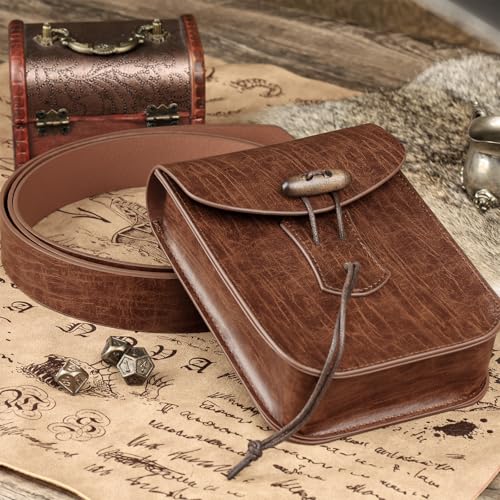 EpicCos Renaissance Belt Pouch, Medieval Pirate Cosplay Accessories - color: Brown a