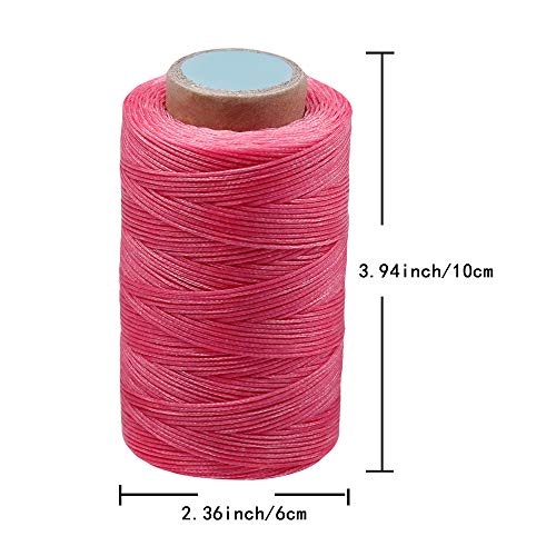284Yards Waxed Thread for Leather, 0.8mm Waxed Linen Thread, Wax String | Waxed Thread for Bookbinding, Upholstery Thread Heavy Duty, Wax String for Leather Craft DIY/Bookbinding/Shoe Repairing - color: Light Rose Red