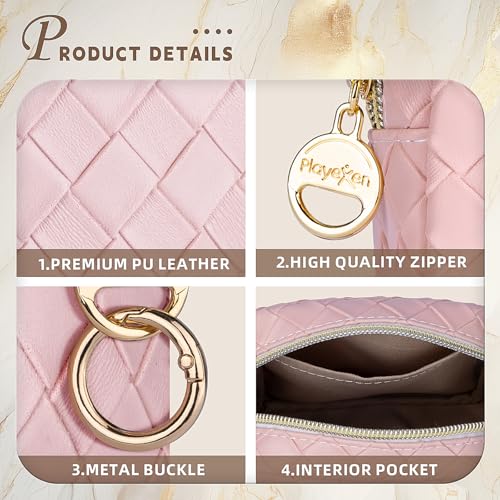 5.5" Small Makeup Bag for Purse, PU Leather Mini Cosmetics Bag with Ring Buckle, Portable Small Travel Makeup Pouch for Women, Birthday/Wedding/Christmas Gifts (Large Plaid, Brown) - color: Large Plaid Brown-5.5 inch