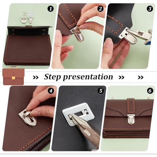 PH PandaHall 10 Sets Iron Tuck Lock Clasp Catch Purse Thumb Lock 35x25x11mm for Leather Bag Case Clasp Hangbag Purse Platinum - color: Platinum-10 sets