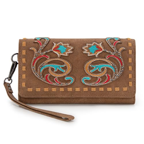 Montana West Wallet for Women Wristlet Wallet Ladies Felame Large Capacity Clutch Wallets MW1348-W002BR - color: Brown
