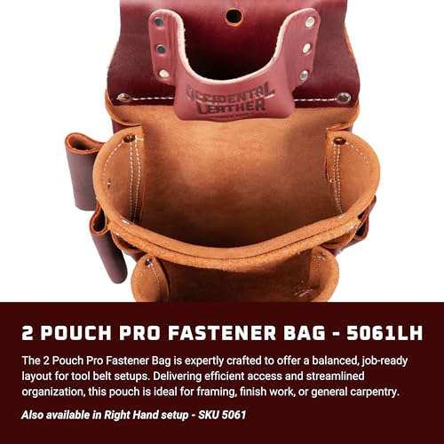 Occidental Leather 2 Pouch Pro Fastener Bag - Left Hand - 9 Pockets & Tool Holders - Made in USA - size: Left Hand