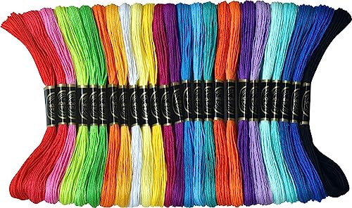 25 Rainbow Colors Embroidery Floss - Cross Stitch Threads - Friendship Bracelets Floss - Crafts Floss- Hand Embroidery Thread - color: 25 rainbowcolors, size: 25 skiens