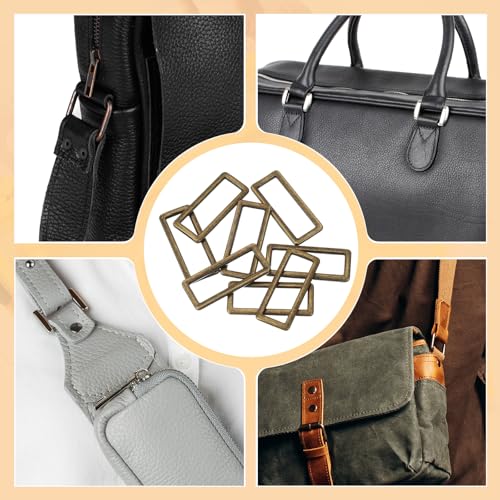 uxcell 8pcs Metal Flat Rectangle Ring, Rectangular Buckle Rings Square Strap Webbing Loop for Bag Belt Purse DIY - color: Bronze, size: 39mm(1-1/2 inches)