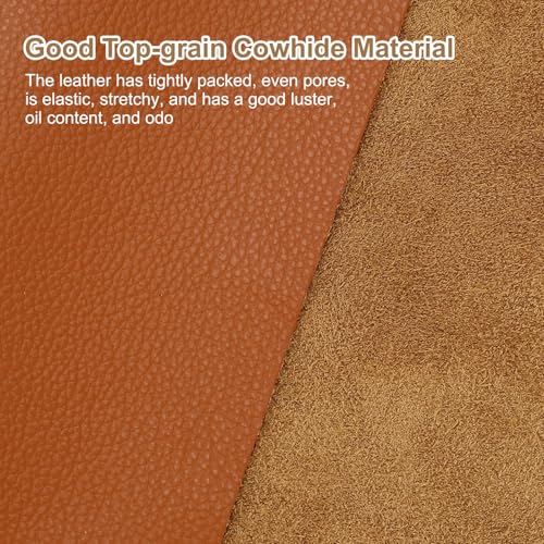 uxcell Genuine Leather Sheet, 11.8" x 11.8" Natural Distressed Cowhide Full Grain Leather Pieces, Pre Cut Sheets for Crafting, Sewing, Tooling, Sheath Making, Orange - color: Orange