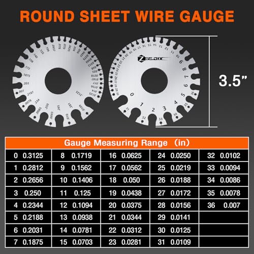 ZeeDix 4 Pcs Stainless Steel Metal Sheets Welding Thickness Gauge | Wire Gauge Measurement Tool, Standard Dual-Sided Round Wire Cable Sheet Gage and Wire Welding Material Thickness Gauge - style: Measuring combination-4