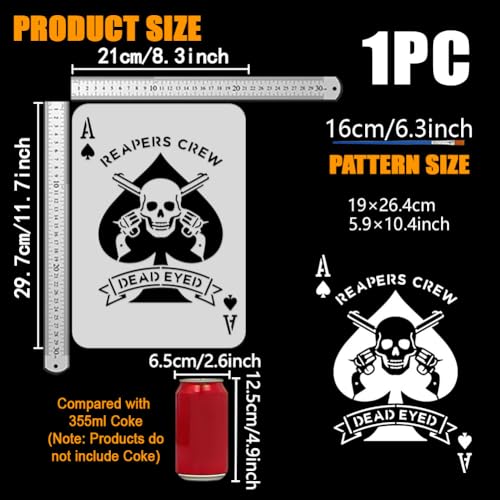 FINGERINSPIRE Ace of Spades Stencils with a Brush 11.7x8.3Inch Skeleton Painting Stencils Gun Stencil Playing Cards Stencil Daily Themes PET Template for Wood Floor Tile Wall Fabric Furniture DIY - color: Ace of Spades