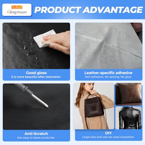 Self-Adhesive Leather Repair Patch, Vinyl Repair Kits for Couch | Glossy, Self-adhesive, quick repair, strong stick, large size, couch repair patch, furniture repair tape, cut to size - color: Glossy Black, size: 3.5X79 Inch