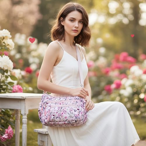 AOCINA Nylon Crossbody Bags for Women Multi Pocket Cross Body Purses - color: Cherry, size: Small