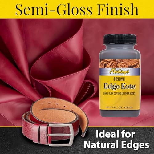 Fiebing's Edge Kote 2-Pack (4oz, Brown) - Leather Edge Paint for Shoes, Furniture, Purses, Couches, Belts - Flexible, Water Resistant, Semi Gloss Color Coating Leather Dye to Protect Natural Edges