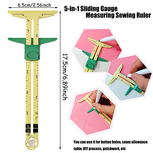 2pcs 5 in 1 Handy Sliding Sewing Gauge Quilting Tools for Beginner Work as T-Gauge, Hem Gauge, Seam Allowance - size: Size 5(2pcs style1)