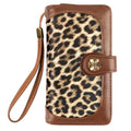 Coco Rossi Light Leopard Print Wallet for Women Large Capacity Long Purse | RFID Blocking, Clutch, Multi Card Holder Wallet, Ladies Purse with Wrist strap Purse, Sunflower Snap Button - color: Light Leopard Print