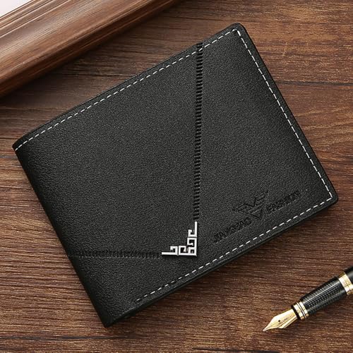Slim Wallet for Men with Money Clip, Minimalist Wallet with Zipper, Bifold Mens Wallets with Credit Card Holder, PU Leather Men's Wallet with Coin Purse, Carteras Para Hombres (Black V) - color: Black V