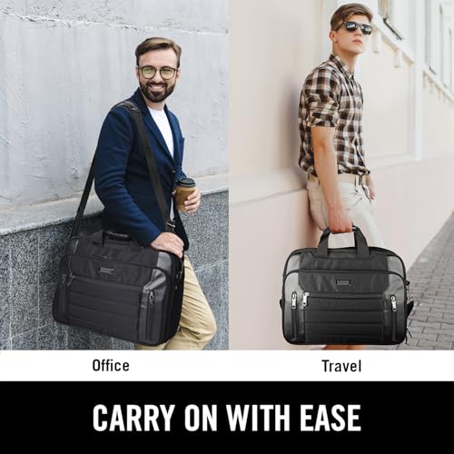 Kenneth Cole Reaction Keystone 1680d Polyester Dual Compartment 17" Laptop Business Portfolio, Black