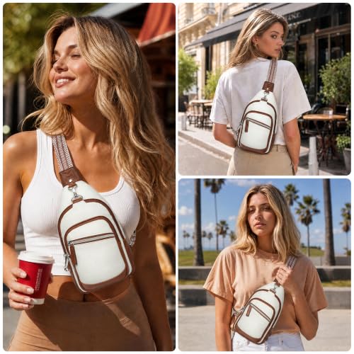 TOPEAST Sling Bag for Women, Anti-Theft Crossbody Bag with RFID Blocking - color: Beige