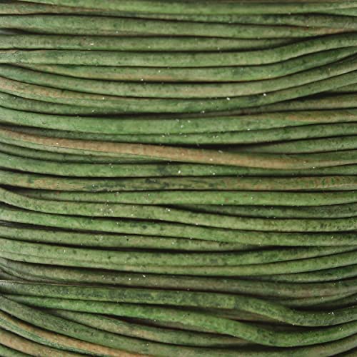 The Beadsmith Leather Cord –Dyed Antique Dark Green– 1mm Spool – 25 Yards/22.86 Meters – Indian Leather Thong Ideal for Braiding, Beading, Necklaces, Fine Lacing, Hair Accessories & DIY Jewelry Making - size: 1mm, style: Dyed Antique Dark Green – 25 Yards