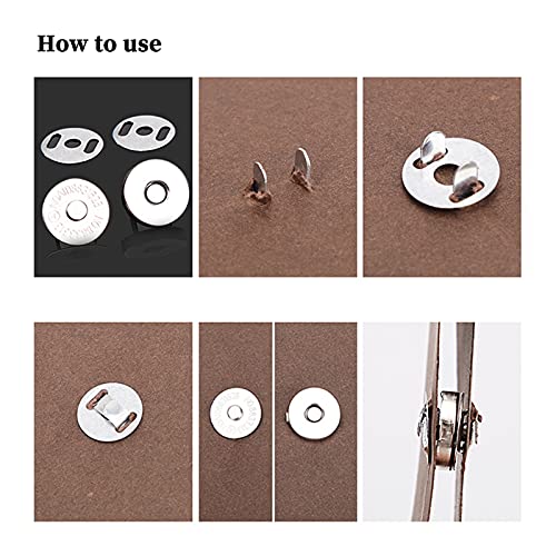 20 Set Magnetic Snaps, Purse Magnetic Button Replacement Kit-Silver 18MM | Magnetic Bag Fastener Clasp for Sewing, DIY Craft, Purses, Bags, Clothes, Leather - color: Silver 18MM