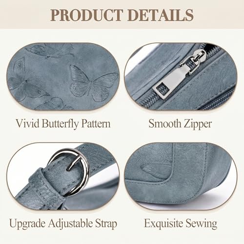 BELTANA Shoulder Bag for Women, Small Vegan Leather Butterfly Hobo Purse | Crescent Shoulder Purse, Top Handle Design, Lightweight, Underarm Style, Daily Travel & Shopping, Gift Choice - color: Blue
