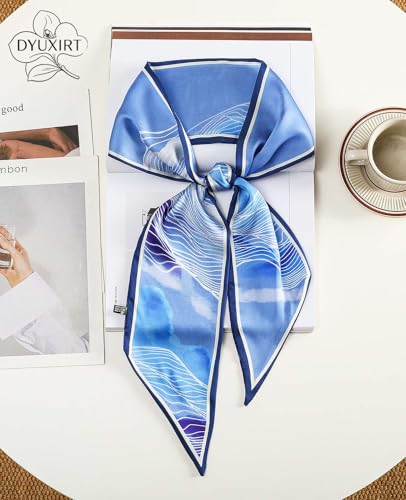 Head Scarf Purse Handle Neck Satin Hair Scarfs For Bag Lightweight Silky Long Thin Women's Fashion Scarves 59 * 5.9” - color: H19-water Ripple(59*5.9inch)