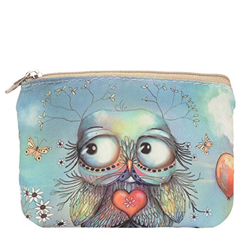 Women and Girls Cute Fashion Coin Purse Wallet Bag Change Pouch Key Holder - color: Balloon Owl