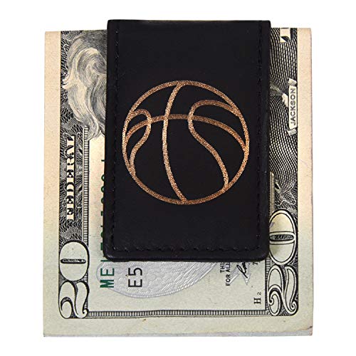 Men's New Leather Strong Magnetic Money Clip (Basketball) - color: Basketball