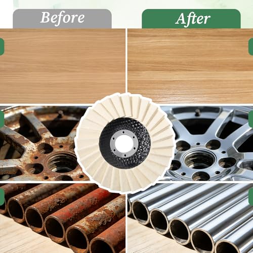 12 Pcs 4-1/2" Wool Polishing Wheel Disc & 3 Polishing Compounds | 7/8" Thicken Arbor Buffing Wheel Wool Felt Flap Disc for Angle Grinder Multi Surface Metal Wood Automotive