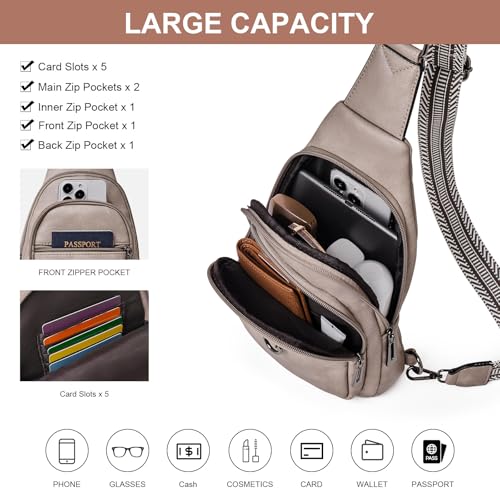 cakang Womens Sling Bag Crossbody Bags for Women Vegan Leather Sling Backpack Daypack Fanny Pack Crossbody Purse Travel - color: 1-grey