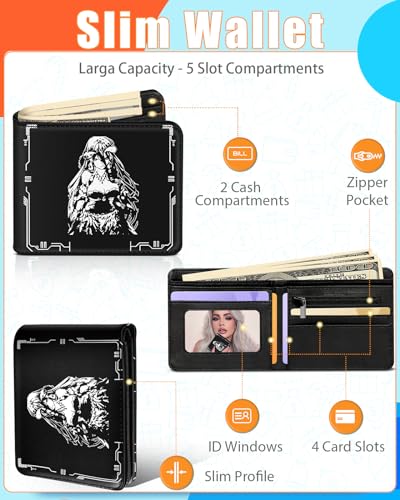 Bistup Boys Wallet Cute Leather Bifold Wallet for Men Women Cartoon Anime Cool Design Credit Card Cash Id Holder Rfid Blocking Black White Girl Bi Fold Small Wallets With Coin Pocket Slim Teens Youth - color: White Girl