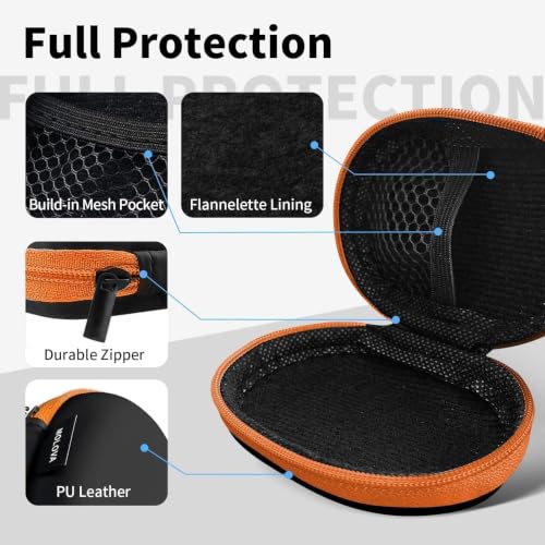 1 Pack Oval Earbud Case Storage Bag with Carabiner, Orange | Portable EVA Carrying Case, For Wired/Wireless Headphones, SD Card Storage, Camera Chip - color: D4-oval orange