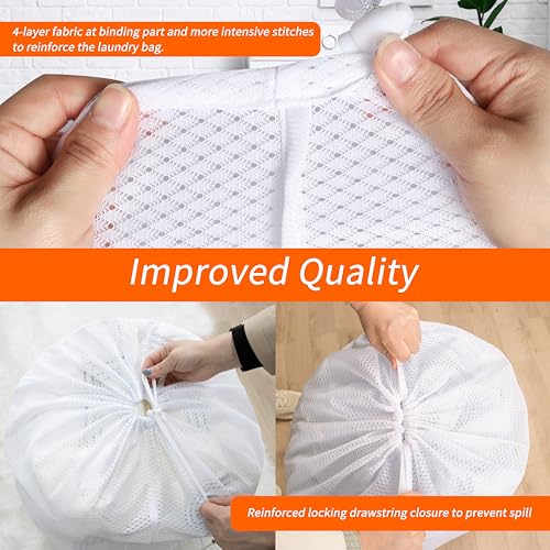 Polecasa 2 Pack Heavy Duty Diamond Mesh Laundry Bag, 24x36", White | Extra Large Laundry Hamper Bag, Holds 2-3 Loads, Tear Resistant Mesh, Breathable Design, Drawstring Closure - color: A-White, size: 24"x36" | 2 Pack