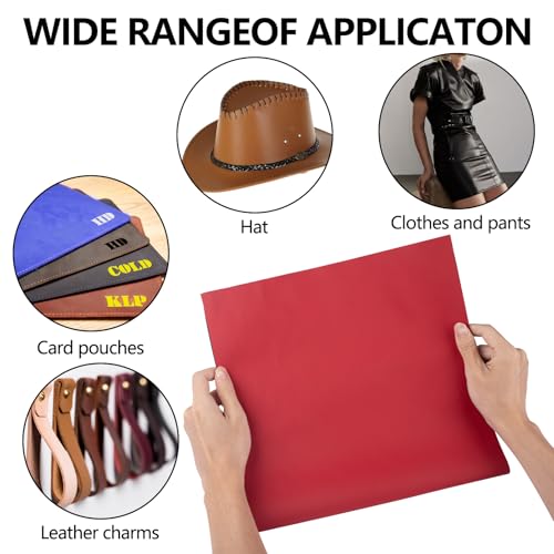 Laserable Leather Sheets, 12" x 24"Laserable Leatherette Patch(Red/Black) | CO2 Laser Engraving Supplies, Faux Leather for Crafting Tools, Leather Wallets - color: Red/Black