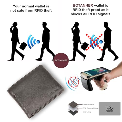 Mens Leather Flip ID Wallet RFID Blocking, 8 Credit Card Slots, 2 ID Window, 2 Sections for Bills, 3 Hidden Pockets | Black - color: Black, size: 8 Card + 2 ID