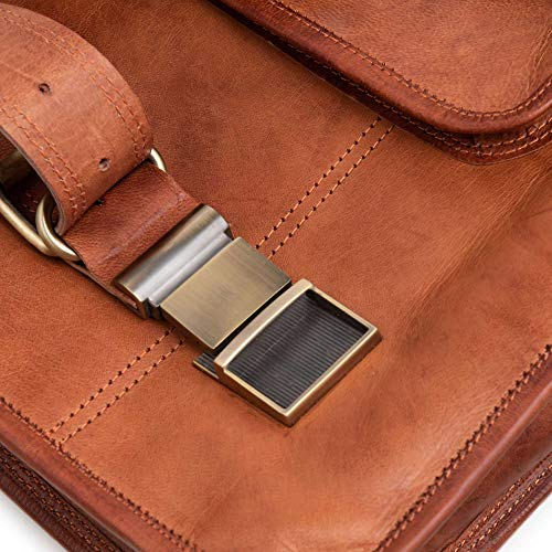 BERLINER BAGS Genuine Leather Messenger Bag For Men Berlin XXL- Brown | Briefcase For Travel & Work, Adjustable Strap, 17" Laptop Slot, Trolley Sleeve, Phone Pocket, Pen Loops, Key Carabiner - color: Brown Xxl