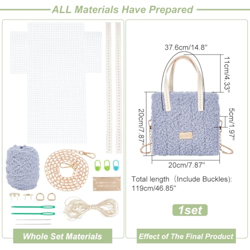 WADORN DIY Knitting Crochet Bag Making Kit, Handmade Bag Sewing Material - color: Blue