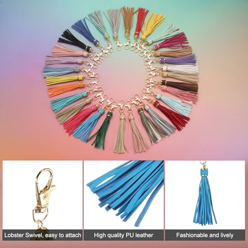 uxcell 10pcs PU Leather Tassels, 6 Inch Keychain Tassel Charm Tassel Purse Charm with Lobster Swivel for Jewelry Making, Handbag, DIY Crafts, Phone Straps (Lake Blue) - color: Lake Blue