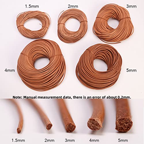 WUTA Cowhide Round Leather String Cords: Genuine Leather String for Jewelry Making Bracelet Necklace Beading Making Lanyards DIY Crafts(Brown, 5.0mm x 5.5 Yards) - size: 5.0mm x 5.5 yards, style: Brown
