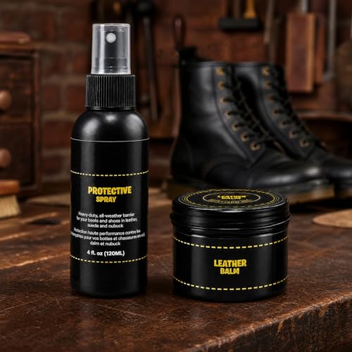 Leather Boot Care Kit, Leather Nourish Balsam & Protector Spray | Clean, Nourishes, Protect - Prevents Water Salt Dust for Boots, Leather Shoe