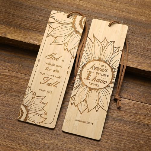 2 Pcs Bible Bookmarks for Women, Sunflower Bamboo Religious Christian Bookmarks Gifts for Women Book Marks for Reading (Sunflower) - style: Sunflower