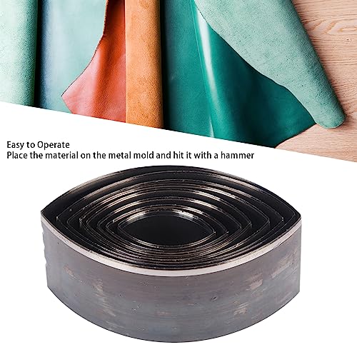 8PCS Leather Punching Die Set, Oval Shapes Hollow Punching Tool Leather Craft Cutting Tool Dies Set for DIY Wallet - color: #5