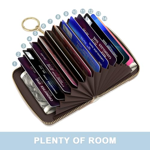 Credit Card Holder, Small RFID Wallet Slim Leather Card Organizer Case - color: B-Desert Leaf, size: Wrist Strap