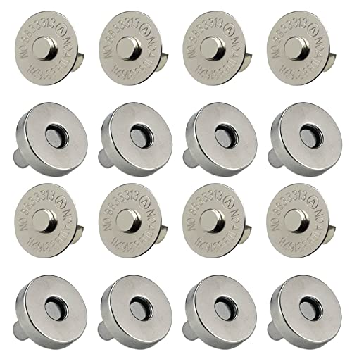 20 Set Magnetic Snaps, Purse Magnetic Button Replacement Kit-Silver 18MM | Magnetic Bag Fastener Clasp for Sewing, DIY Craft, Purses, Bags, Clothes, Leather - color: Silver 18MM