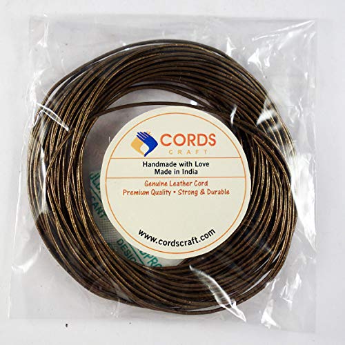 1 mm Metallic Round Leather Cords for Jewelry Making Bracelet, Necklaces, Hair Accessories, Dog Collar Beading Work, DIY Craft (Metallic Bronze) 10 Meters - color: Bronze