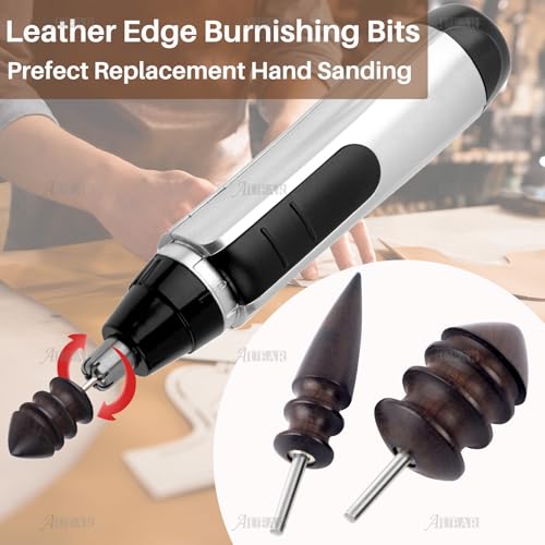 AUEAR, 2 Pack Leather Burnished Bits for Rotary Burnisher Tools PU Burnishing Tips Clean Edges of DIY Crafts Projects - color: Style a