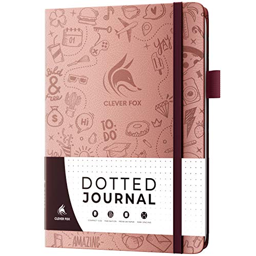 Clever Fox Dotted Journal, Blank A5 Notebook, Project Planner, Rose Gold - color: Rose Gold