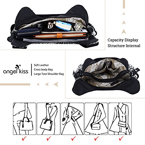 Angelkiss Hobo Purses and handbags for Women Satchel Handbag Women Purses Large Daily Shoulder Bags - color: Black-leopard