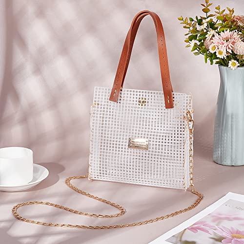 WADORN DIY Knitting Crochet Bags Kit, Hand-Knit Woven Bag Making Kit Mesh Plastic Canvas Sheets for Embroidery Cross Stitch DIY Shoulder Bag Making Accessories Handbag Crafting Yarn Weaving Kit, Brown - color: Brown